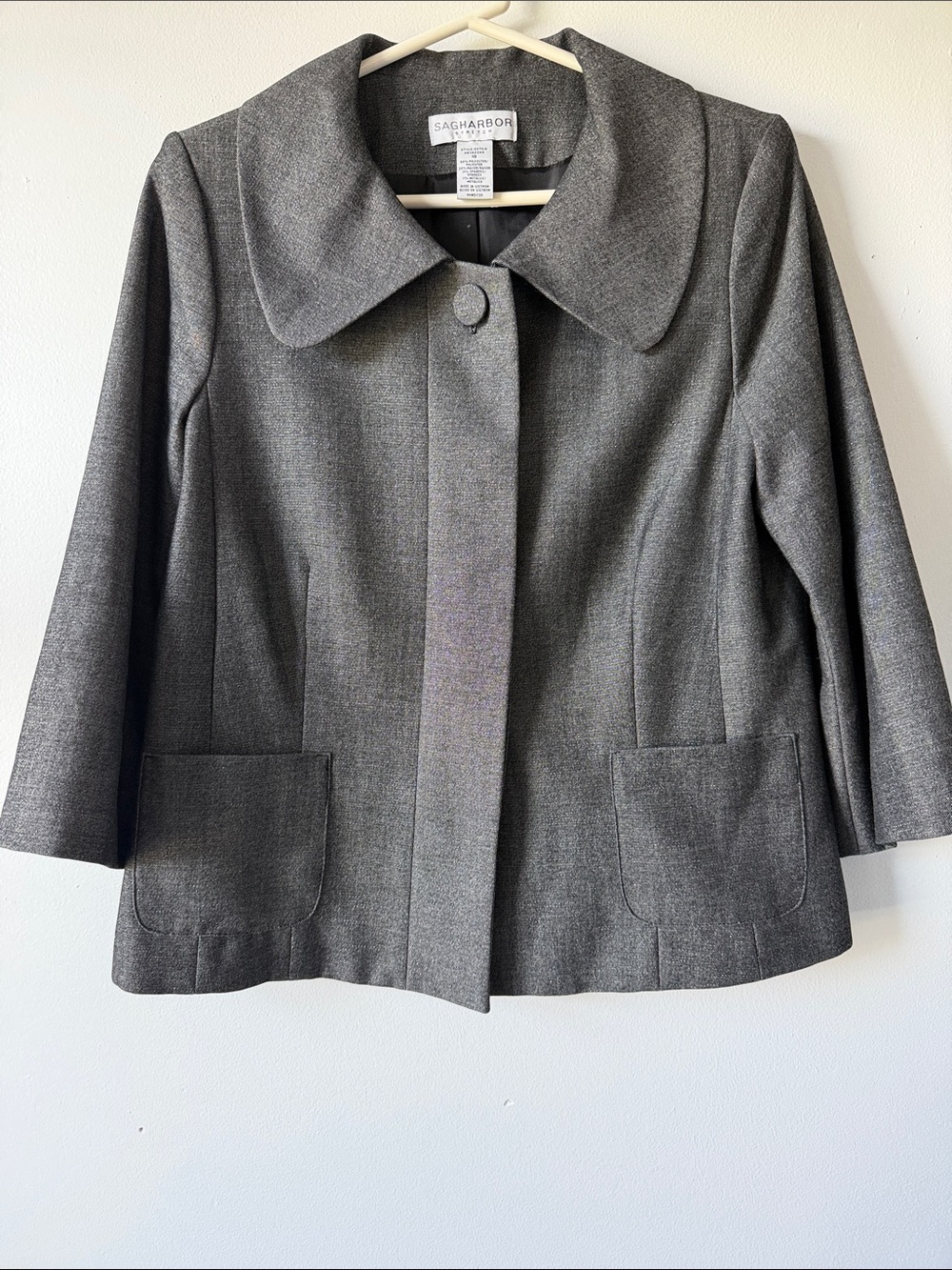 Sag Harbor Gray Wool-Blend Short Blazer Sz10